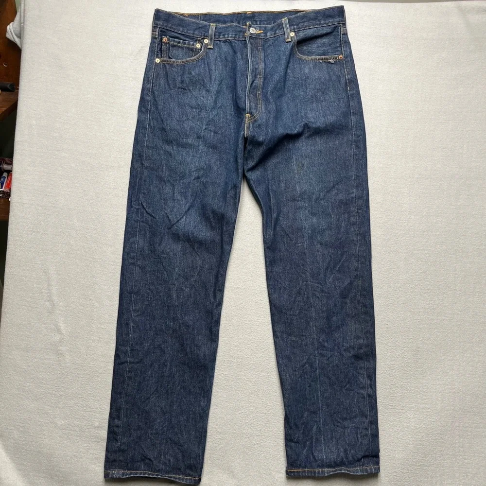 VTG Levi's 501 Raw‎ Denim Look Jeans Mens 38x34 fit(34x32) Dark Wash Rigid Y2K